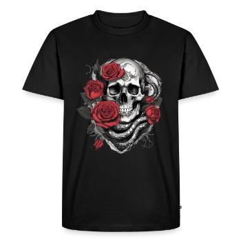 Skull Skull Rocker Horror - Men's Premium Organic T-Shirt - black - Front - Nico (187cm)