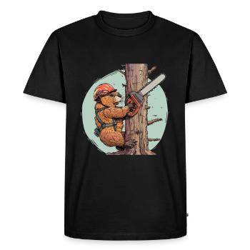 Tronçonneuse Beaver Lumberjack - T-shirt Premium bio Homme - noir - Devant - Nico (187cm)