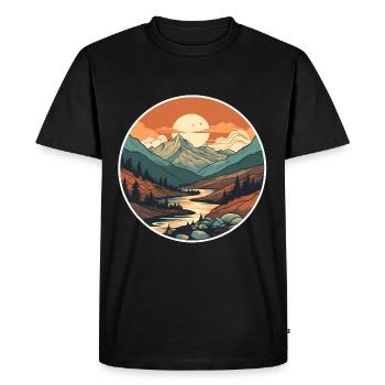 Nature Hiking Landscape - Men's Premium Organic T-Shirt - black - Front - Nico (187cm)