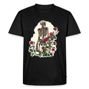 Fleur de squelette d’amoureux des plantes - T-shirt Premium bio Homme - noir - Devant - Nico (187cm)