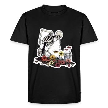Fleur de squelette d’amoureux des plantes - T-shirt Premium bio Homme - noir - Devant - Nico (187cm)