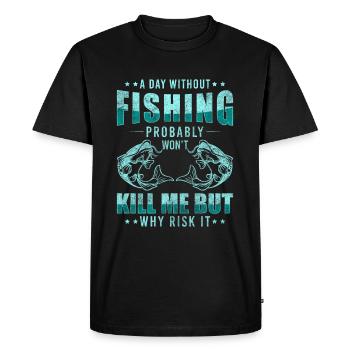 Pêche à la carpe week-end eau - T-shirt Premium bio Homme - noir - Devant - Nico (187cm)