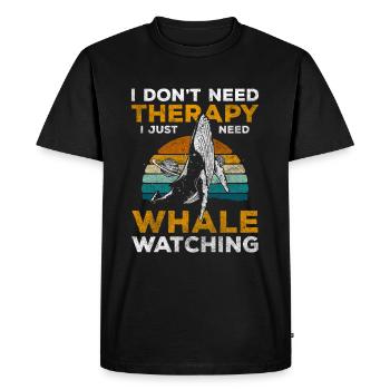 Baleine Créature Bien-être Animal Bleu - T-shirt Premium bio Homme - noir - Devant - Nico (187cm)