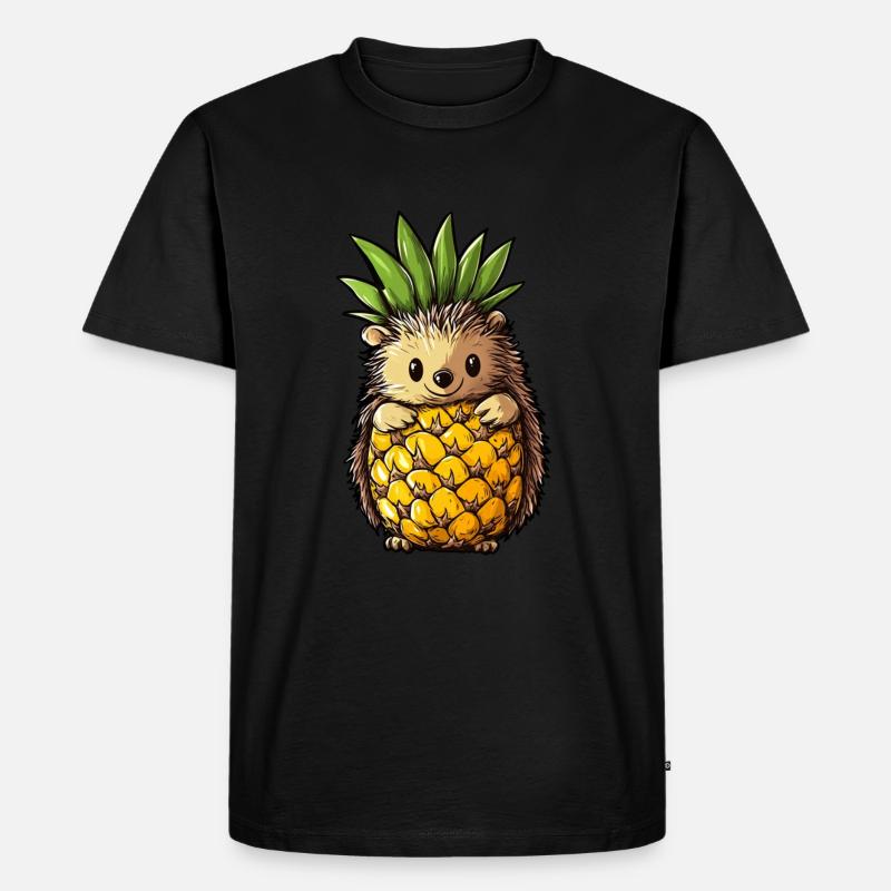 Ananas Igel - Männer Premium Bio T-Shirt - Schwarz