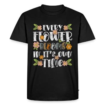 Fleur Merci Romantique Saint Valentin - T-shirt Premium bio Homme - noir - Devant - Nico (187cm)