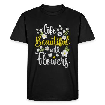 Bouquet Nature Romance Mariage - T-shirt Premium bio Homme - noir - Devant - Nico (187cm)
