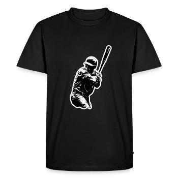 Joueur de baseball noir blanc - T-shirt Premium bio Homme - noir - Devant - Nico (187cm)