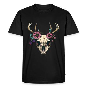 Wendigo Crâne Floral Wild - T-shirt Premium bio Homme - noir - Devant - Nico (187cm)