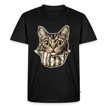Chat en papier - T-shirt Premium bio Homme - noir - Devant - Nico (187cm)