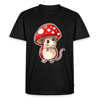 Mushroom Mouse Funny Animal and Mushroom Motif - Men's Premium Organic T-Shirt - black - Front - Nico (187cm)