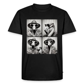 Photo Booth Flamingo – Vintage Fun en quatre poses - T-shirt Premium bio Homme - noir - Devant - Nico (187cm)