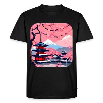 Japan World Tour Temples Culture - Men's Premium Organic T-Shirt - black - Front - Nico (187cm)