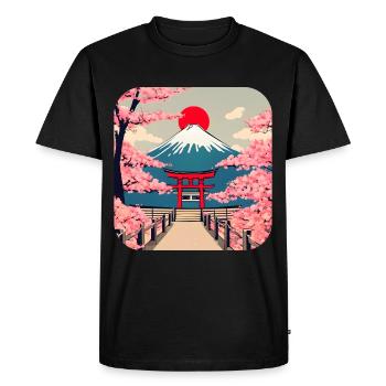 Asie Cherry Blossom Temple Vacances - T-shirt Premium bio Homme - noir - Devant - Nico (187cm)