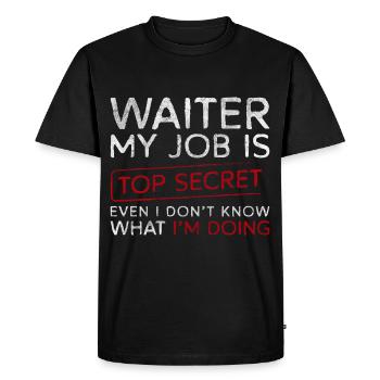 Serveur Service de pourboires Gastronomie Chef - T-shirt Premium bio Homme - noir - Devant - Nico (187cm)