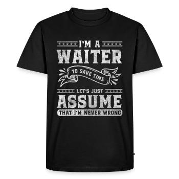 Serveur Spécialiste Drôle de Métier Service - T-shirt Premium bio Homme - noir - Devant - Nico (187cm)