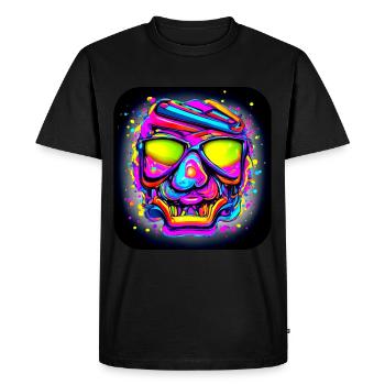 Neon Style Color Skull House - Men's Premium Organic T-Shirt - black - Front - Nico (187cm)