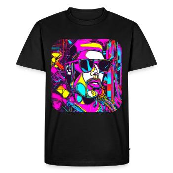 Style néon UV Glow Party tendance - T-shirt Premium bio Homme - noir - Devant - Nico (187cm)