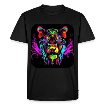 Neon Cyberglow UV Abstrakt Style - Männer Premium Bio T-Shirt - Schwarz - Vorne - Nico (187cm)