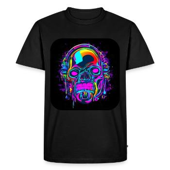 Neon Crâne Abstrait Style Cyberpunk - T-shirt Premium bio Homme - noir - Devant - Nico (187cm)