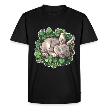 Sleeping bunny in clover Easter motif - Men's Premium Organic T-Shirt - black - Front - Nico (187cm)