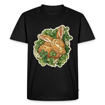 Sleeping bunny in clover Easter motif - Men's Premium Organic T-Shirt - black - Front - Nico (187cm)