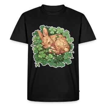 Sleeping bunny in clover Easter motif - Men's Premium Organic T-Shirt - black - Front - Nico (187cm)