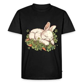 Lapin endormi Pâques - T-shirt Premium bio Homme - noir - Devant - Nico (187cm)
