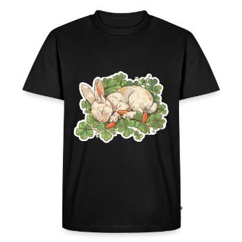 Lapin endormi Pâques - T-shirt Premium bio Homme - noir - Devant - Nico (187cm)