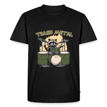 Trash Metal Raccoon Drums - Men's Premium Organic T-Shirt - black - Front - Nico (187cm)
