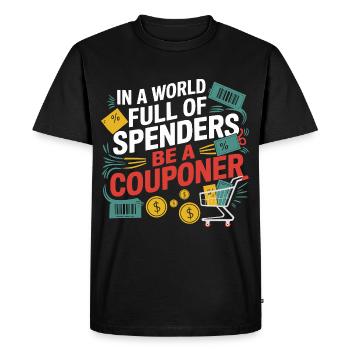 Dans un monde plein de dépensiers, soyez un couponer Couponer - T-shirt Premium bio Homme - noir - Devant - Nico (187cm)