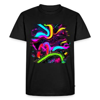 Neon Style 80s Retro Party Color Glow - Men's Premium Organic T-Shirt - black - Front - Nico (187cm)