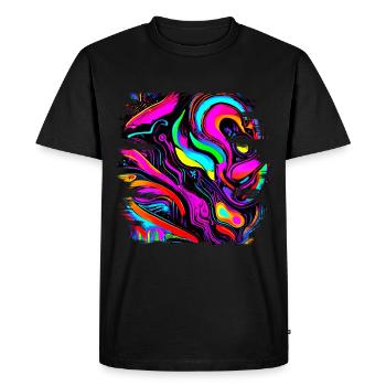 Neon Farben Bunt Kreativ Style Glow - Männer Premium Bio T-Shirt - Schwarz - Vorne - Nico (187cm)