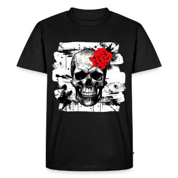 Totenschädel Tattoo Heavy Metal Rocker - Männer Premium Bio T-Shirt - Schwarz - Vorne - Nico (187cm)
