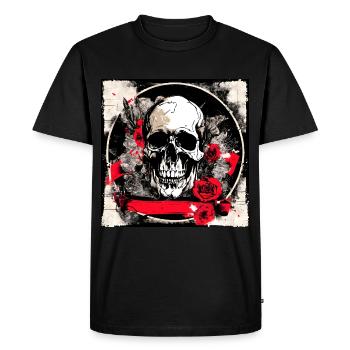 Skull Tattoo Heavy Metal Rocker - Men's Premium Organic T-Shirt - black - Front - Nico (187cm)