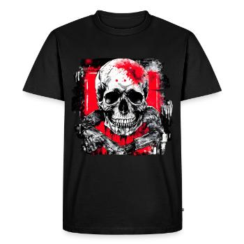 Skull Tattoo Heavy Metal Rocker - Men's Premium Organic T-Shirt - black - Front - Nico (187cm)