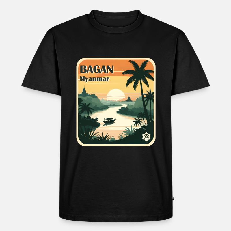 Bagan Myanmar - Männer Premium Bio T-Shirt - Schwarz