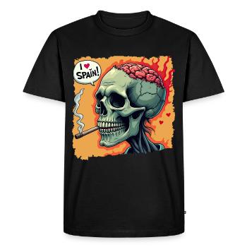 Zombie Skull – I Love Spain Design - Men's Premium Organic T-Shirt - black - Front - Nico (187cm)