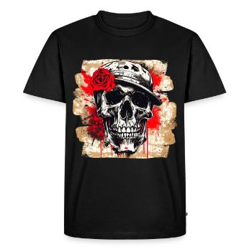 Totenschädel Tattoo Heavy Metal Rocker - Männer Premium Bio T-Shirt - Schwarz - Vorne - Nico (187cm)