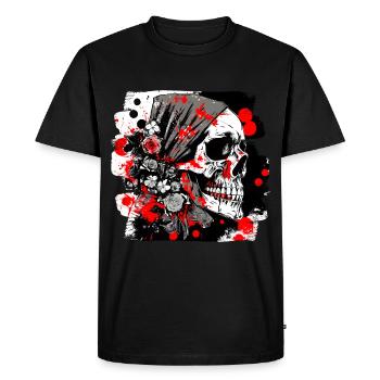 Skull Splash Trash Polka Tattoo - Men's Premium Organic T-Shirt - black - Front - Nico (187cm)