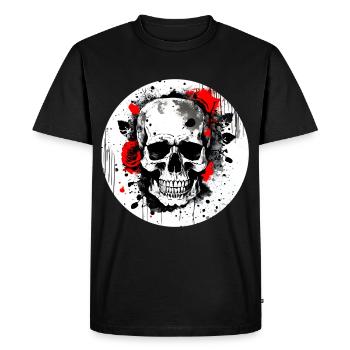 Skull Tattoo Heavy Metal Rocker - Men's Premium Organic T-Shirt - black - Front - Nico (187cm)