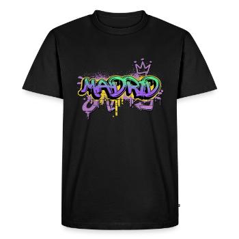 Madrid Espagne City Graffiti Spray Sprayer - T-shirt Premium bio Homme - noir - Devant - Nico (187cm)