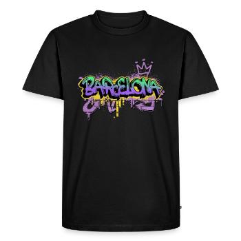 Barcelone Espagne City Graffiti Spray Sprayer - T-shirt Premium bio Homme - noir - Devant - Nico (187cm)