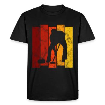 Ice Curling Curler Ice Stock Shooting Retro Gift - T-shirt Premium bio Homme - noir - Devant - Nico (187cm)