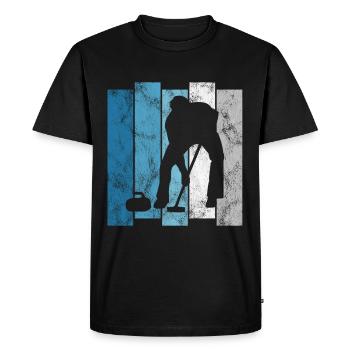 Ice Curling Curler Ice Stock Shooting Retro Gift - T-shirt Premium bio Homme - noir - Devant - Nico (187cm)