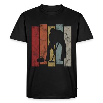 Ice Curling Curler Ice Stock Shooting Retro Gift - T-shirt Premium bio Homme - noir - Devant - Nico (187cm)