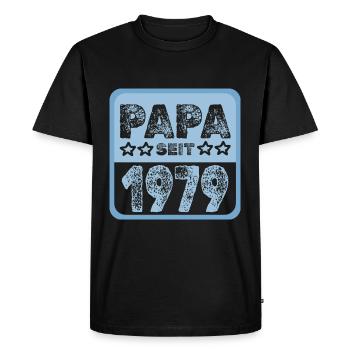 Papa depuis 1979 - T-shirt Premium bio Homme - noir - Devant - Nico (187cm)