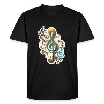 Note de musique de la clef de ténor - T-shirt Premium bio Homme - noir - Devant - Nico (187cm)
