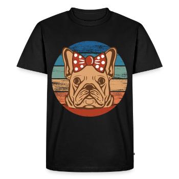Bouledogue Français Fille Tête de Chien Arc-en-ciel - T-shirt Premium bio Homme - noir - Devant - Nico (187cm)
