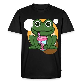 Frog and Bubble Tea - Men's Premium Organic T-Shirt - black - Front - Nico (187cm)