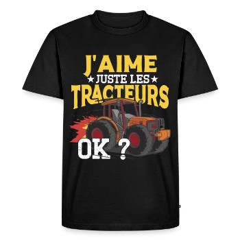 J'Aime Juste Les Tracteurs - T-shirt Premium bio Homme - noir - Devant - Nico (187cm)